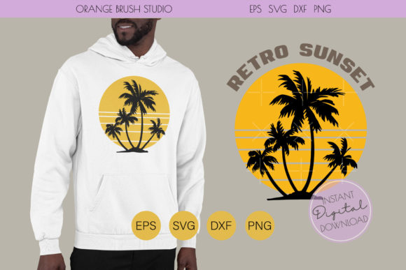 Retro Vintage Sunset SVG Cut File
